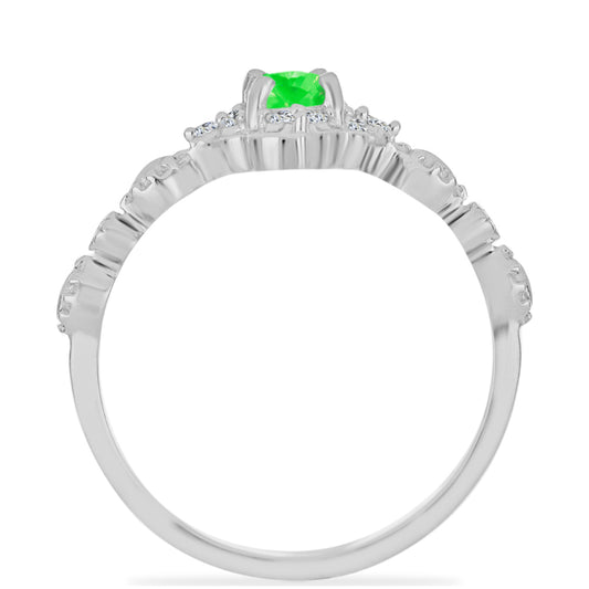 Anillo de Plata con Ópalo Hialita y Topacio Blanco