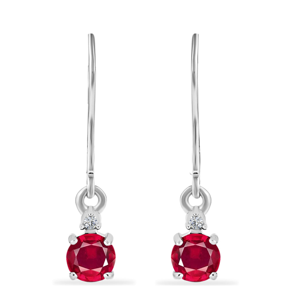 Pendientes de Plata con Rubí de Madagascar y Diamante blanco 1 
