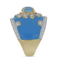 Anillo de Plata Bañada en Oro con Calcedonia Aqua y Topacio Blanco