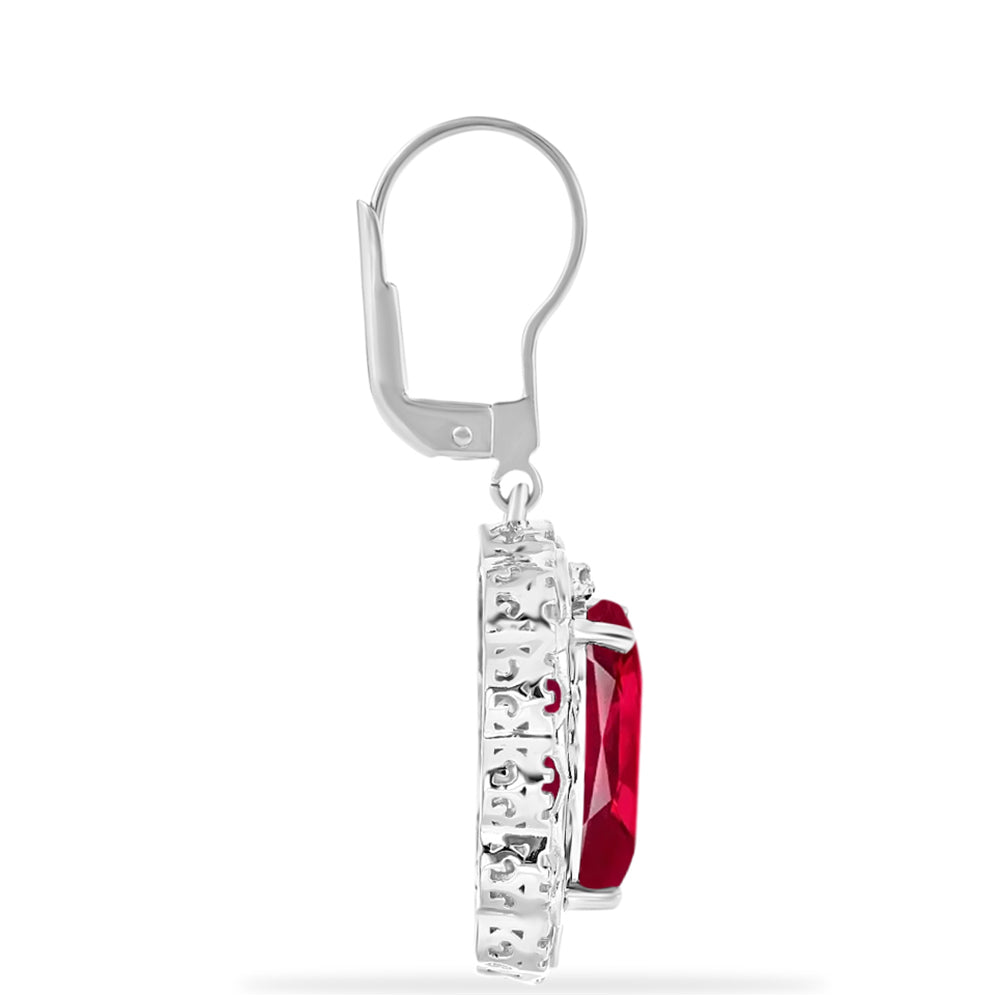 Pendientes de Plata con Rubí de Madagascar y Diamante blanco