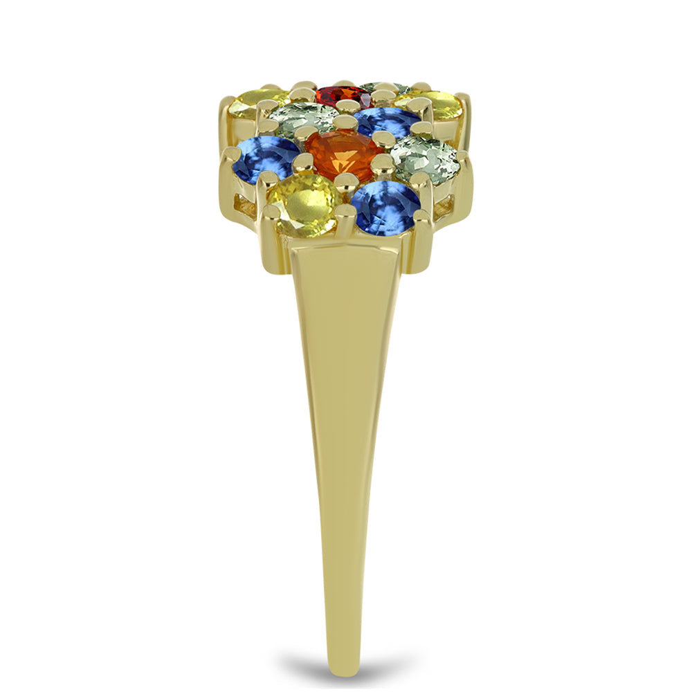 Anillo de Plata Bañada en Oro con Zafiro Arco Iris Rosebery 4 