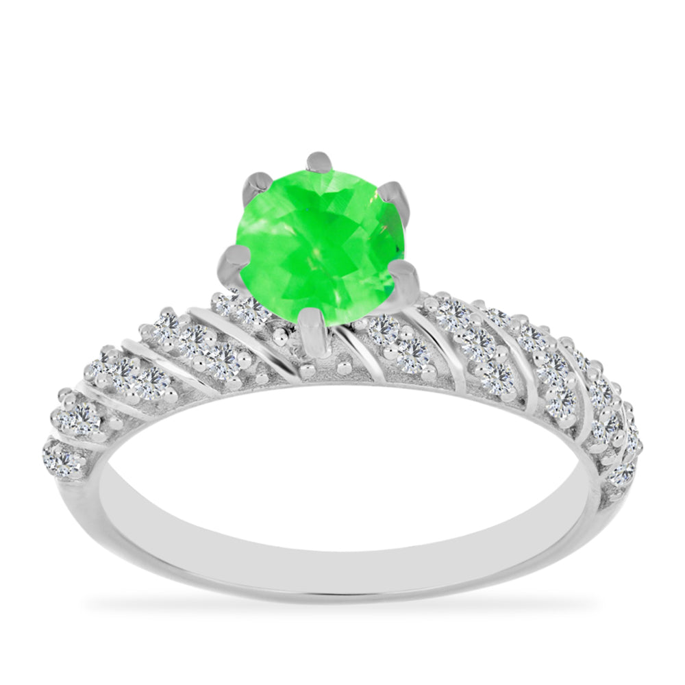 Anillo de Plata con Ópalo Hialita y Topacio Blanco
