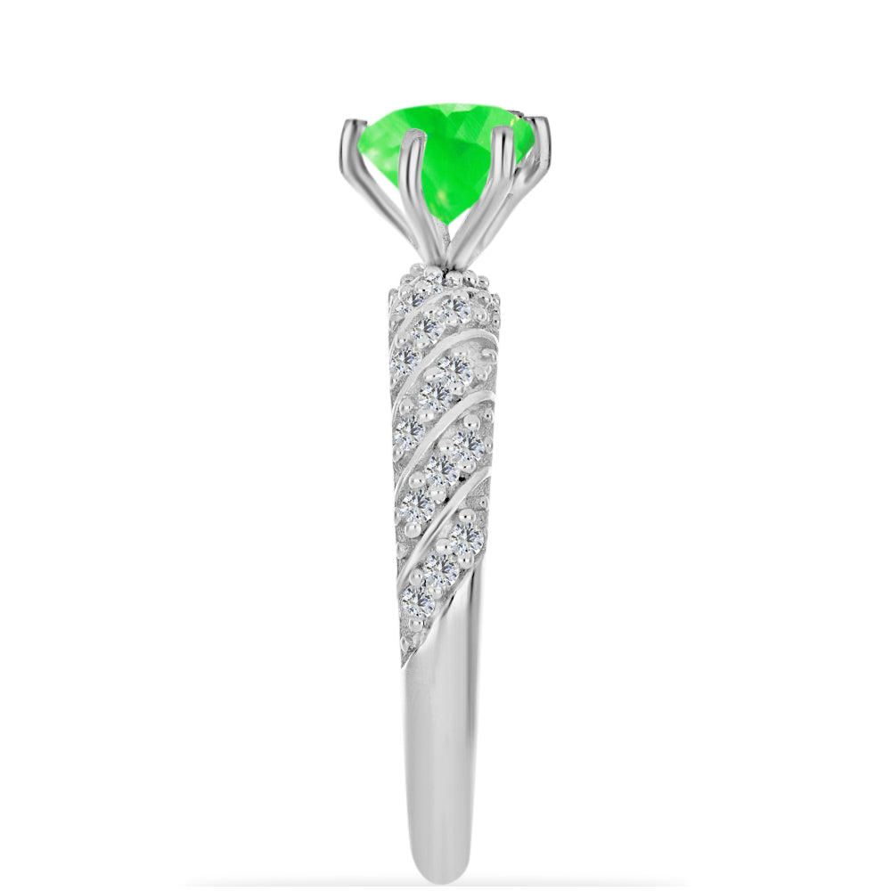 Anillo de Plata con Ópalo Hialita y Topacio Blanco 4 