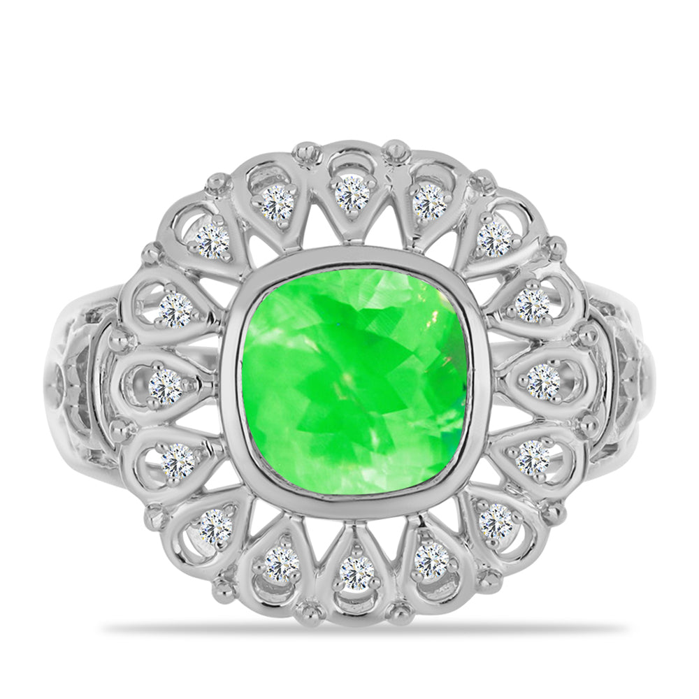 Anillo de Plata con Ópalo Hialita y Topacio Blanco 1 
