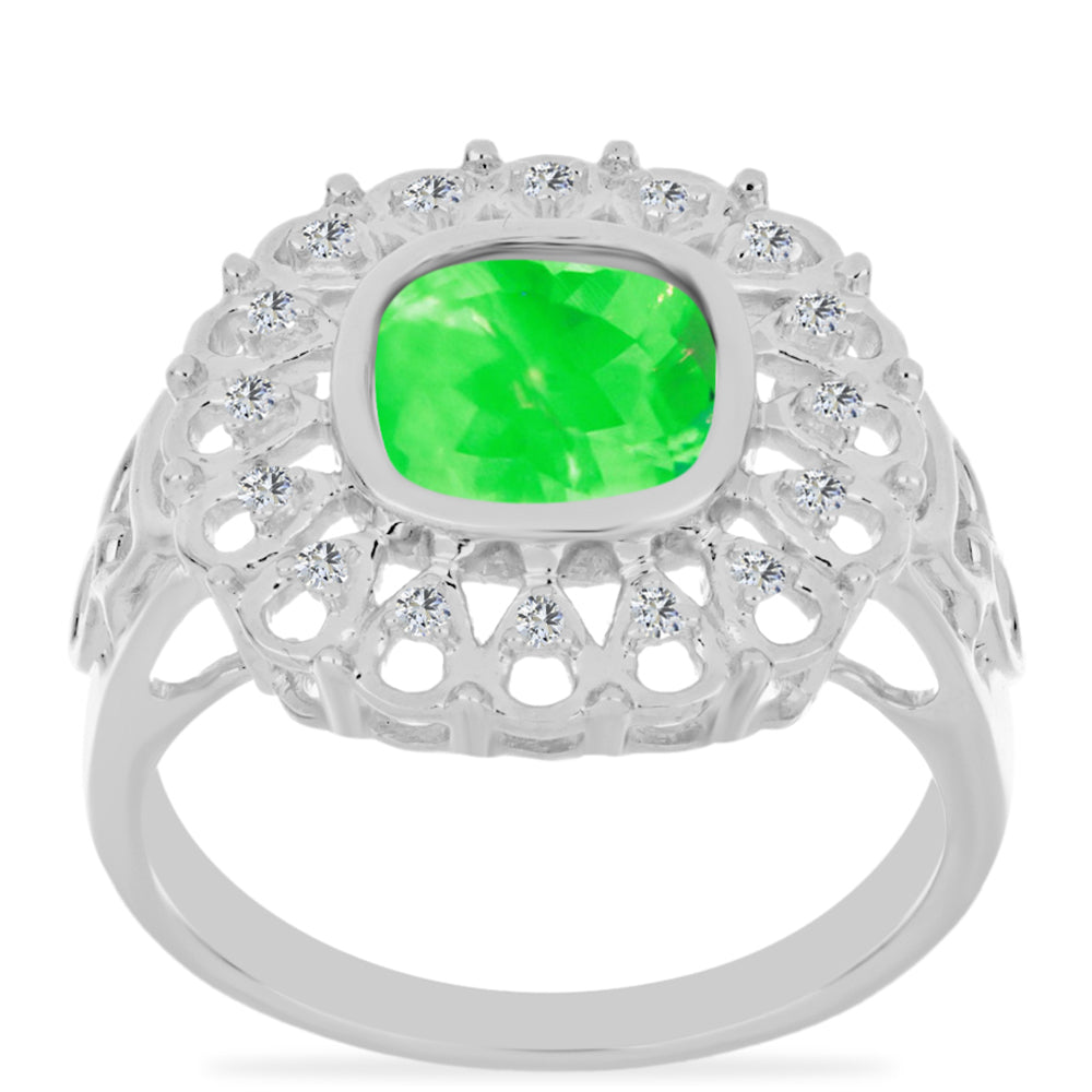 Anillo de Plata con Ópalo Hialita y Topacio Blanco 3 