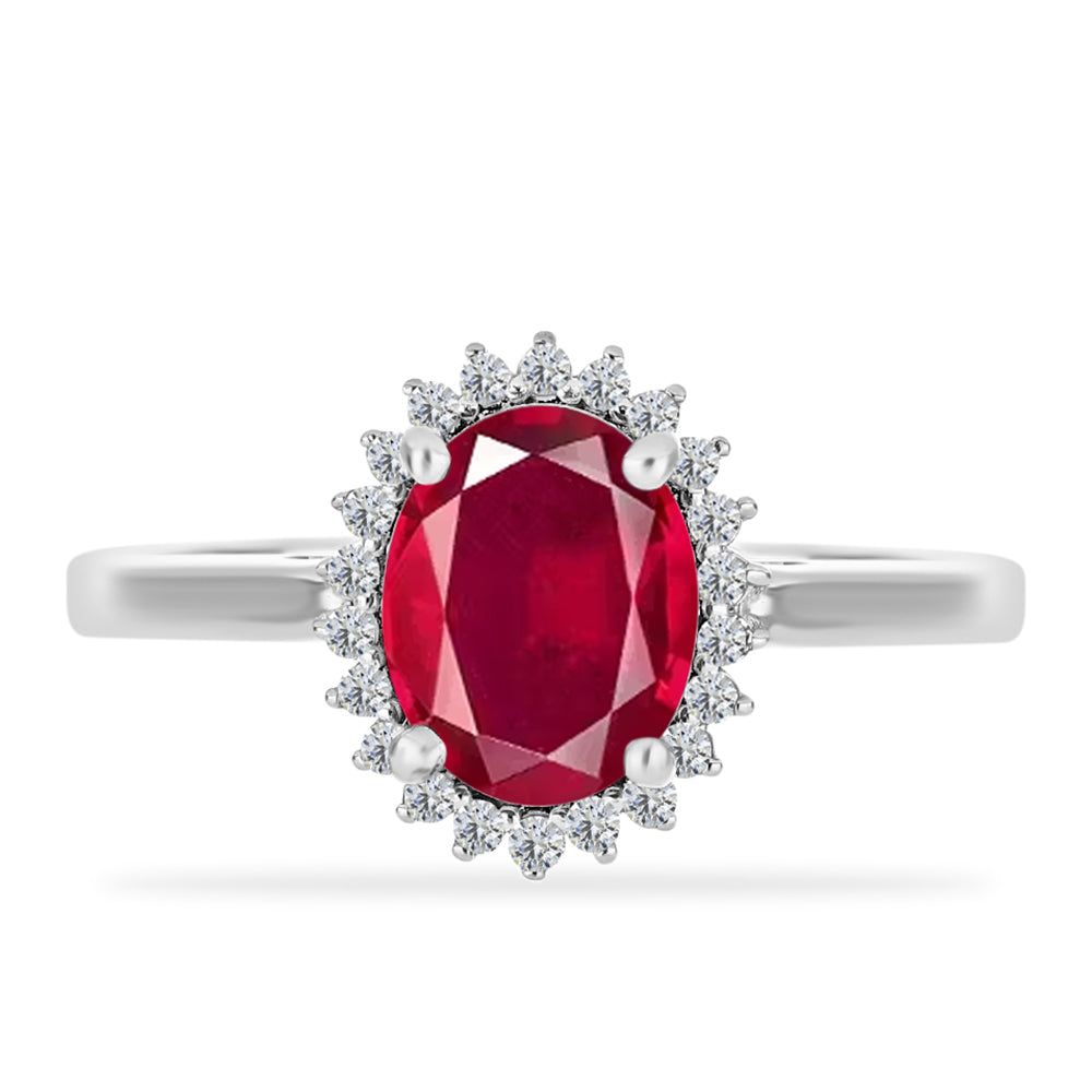 Anillo de Plata con Rubí de Madagascar y Diamante blanco