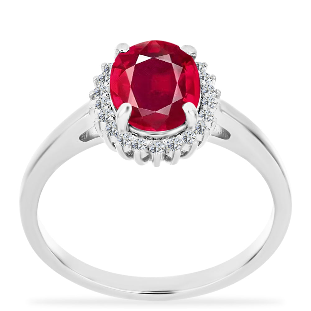 Anillo de Plata con Rubí de Madagascar y Diamante blanco 3 
