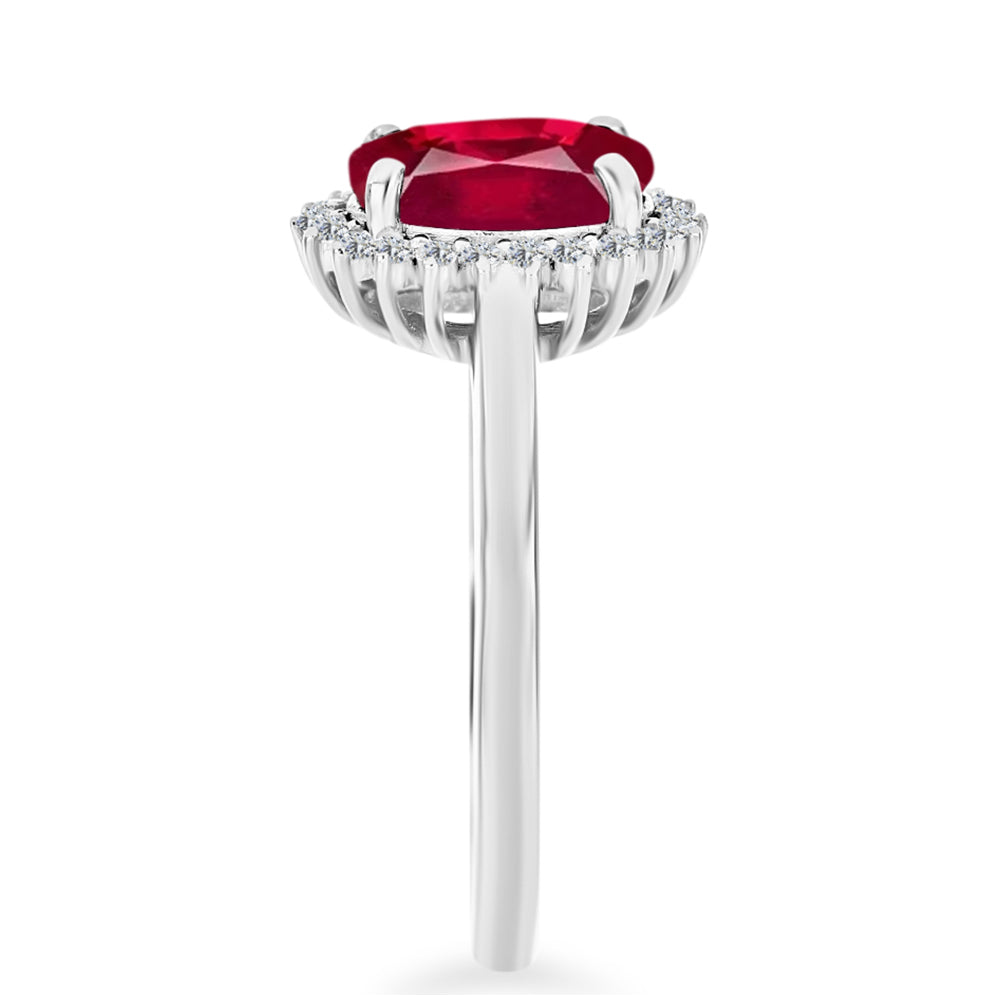 Anillo de Plata con Rubí de Madagascar y Diamante blanco 4 
