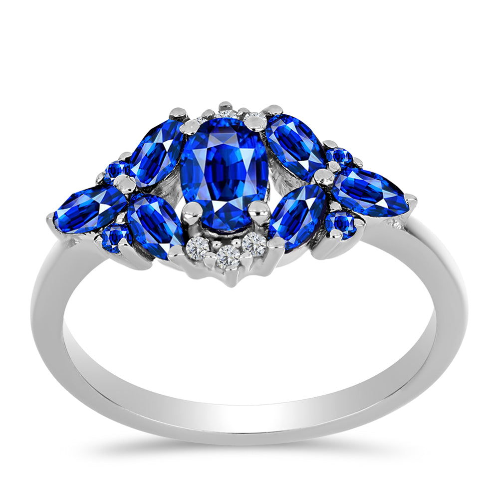 Anillo de Plata con Zafiro Azul Australiano y Topacio Blanco 3 