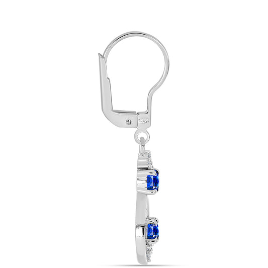 Pendientes de Plata con Zafiro Azul Australiano y Topacio Blanco