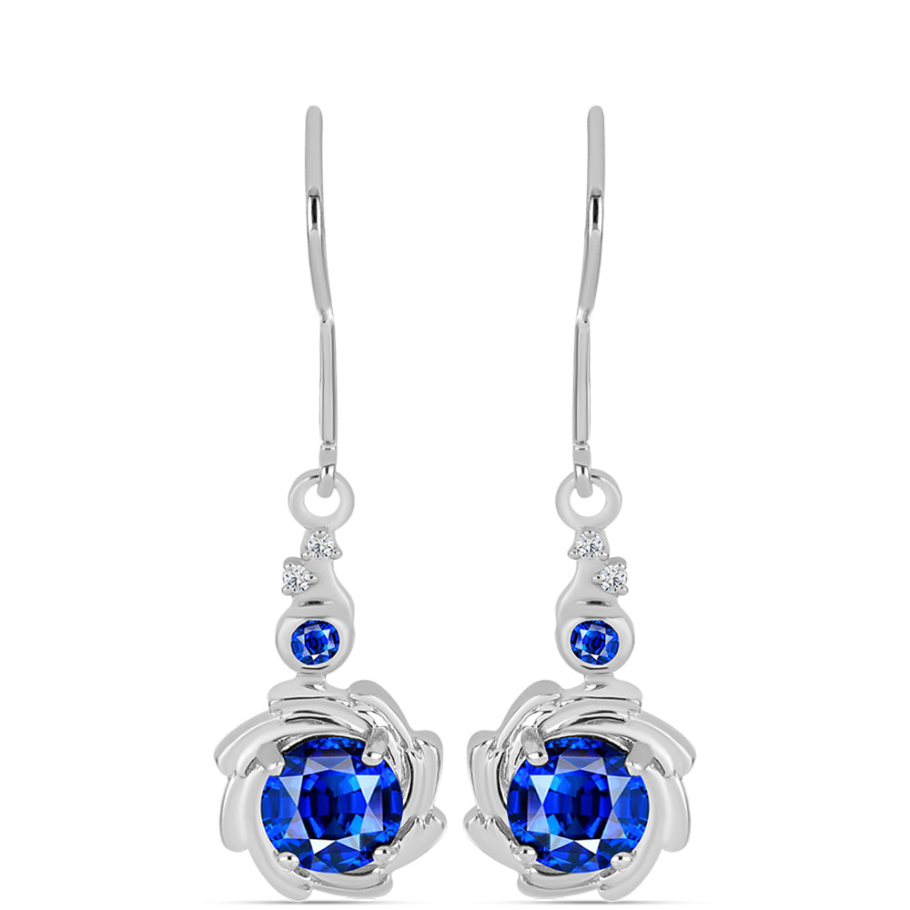 Pendientes de Plata con Zafiro Azul Australiano y Topacio Blanco