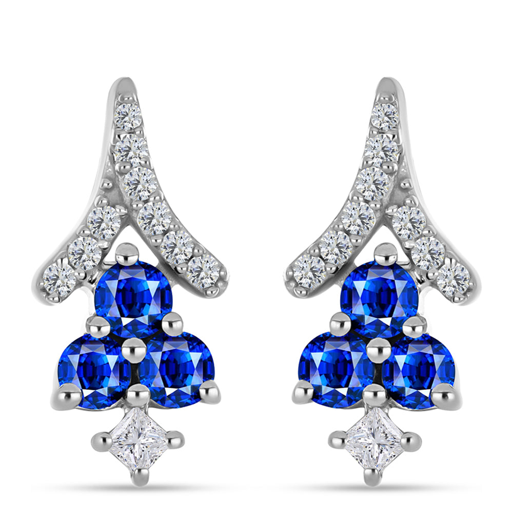 Pendientes de Plata con Zafiro Azul Australiano y Topacio Blanco