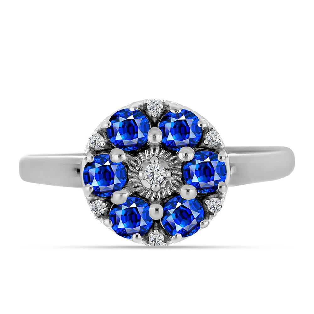 Anillo de Plata con Zafiro Azul Australiano y Topacio Blanco 1 