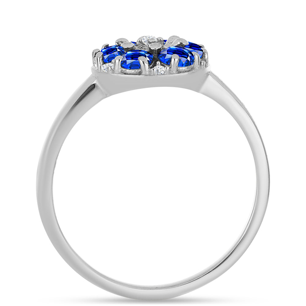 Anillo de Plata con Zafiro Azul Australiano y Topacio Blanco 2 