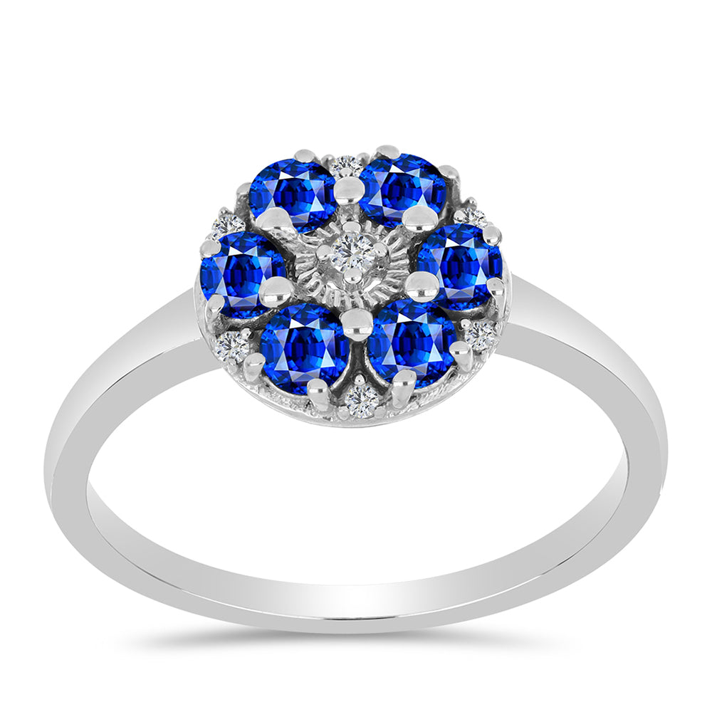 Anillo de Plata con Zafiro Azul Australiano y Topacio Blanco
