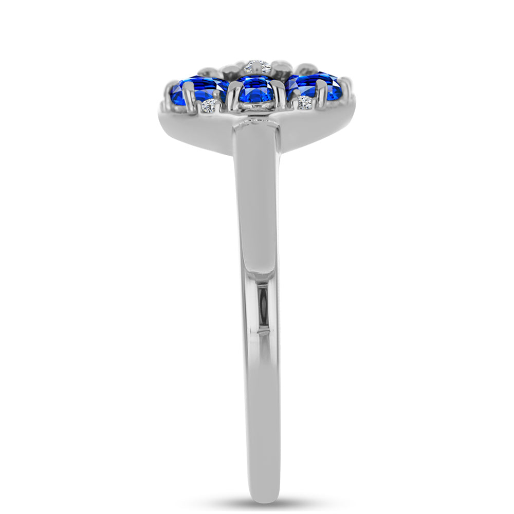 Anillo de Plata con Zafiro Azul Australiano y Topacio Blanco 4 