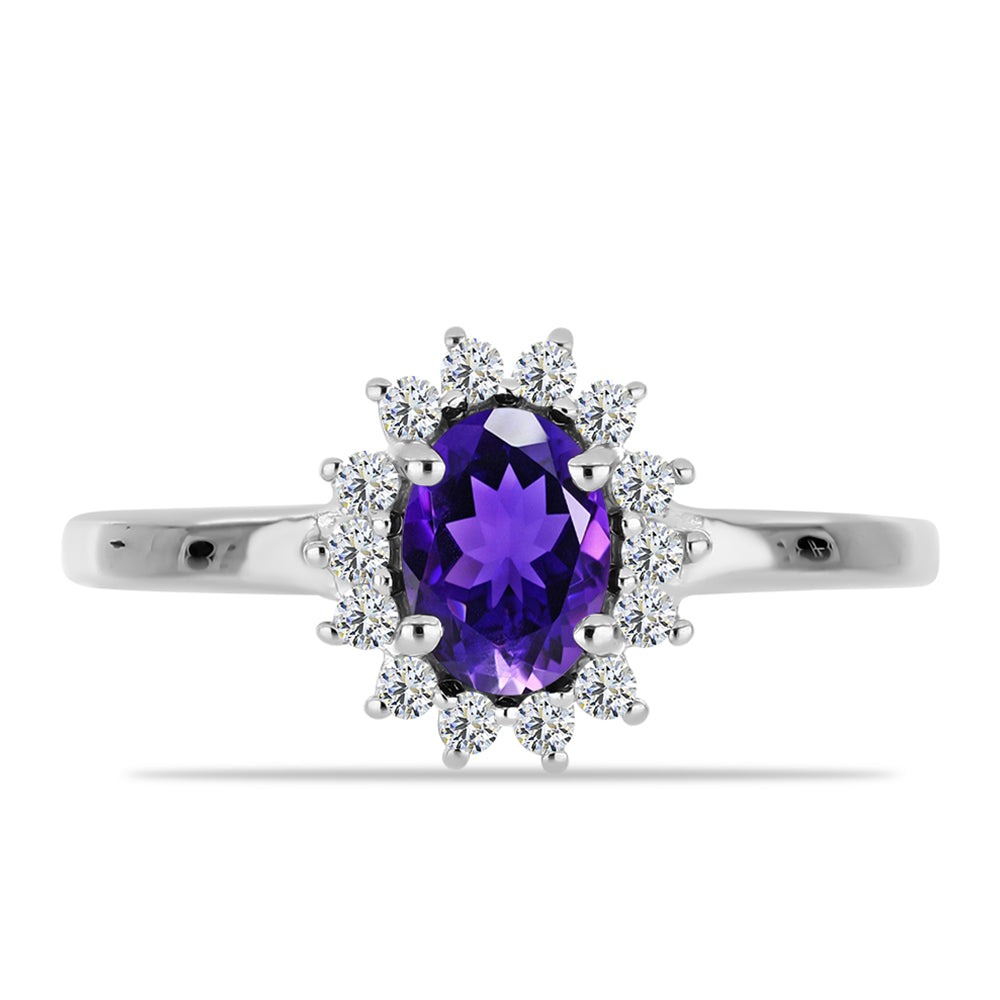 Anillo de Plata con Amatista de Marruecos y Topacio Blanco 1 