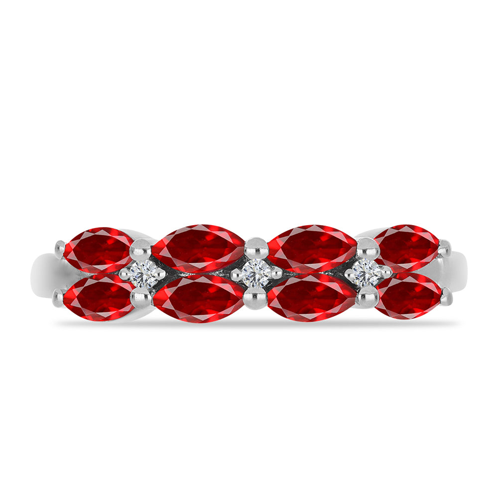 Anillo de Plata con Ágata Roja y Topacio Blanco