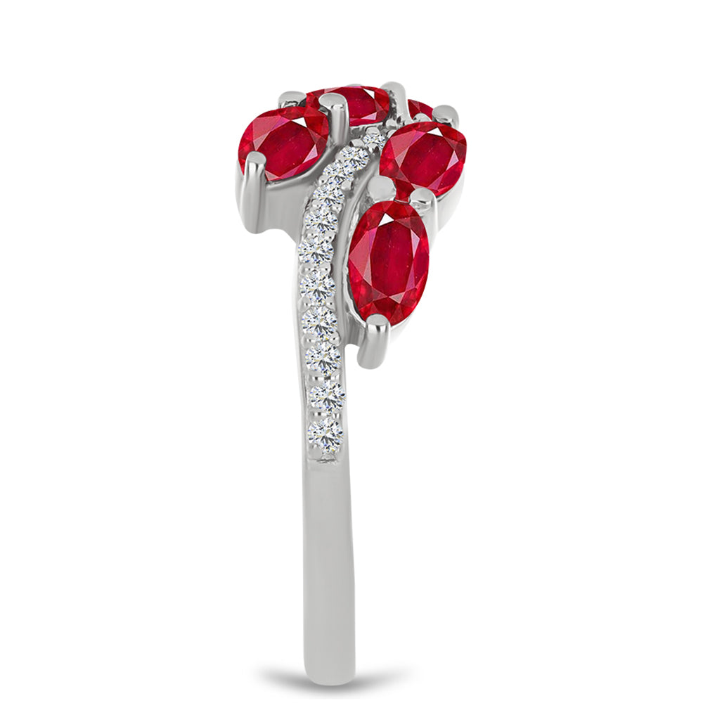 Anillo de Plata con Ágata Roja y Topacio Blanco