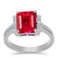 Anillo de Plata con Ágata Roja y Zircón Blanco