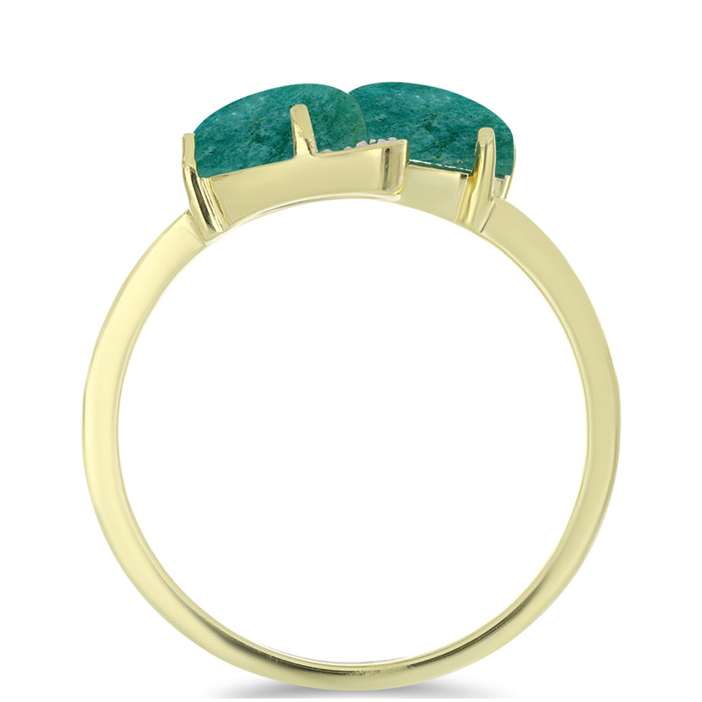 Anillo de Plata Bañada en Oro con Amazonita y Topacio Blanco 2 