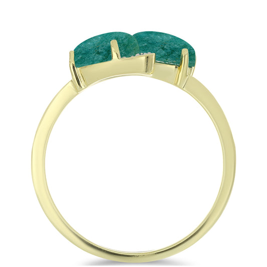 Anillo de Plata Bañada en Oro con Amazonita y Topacio Blanco