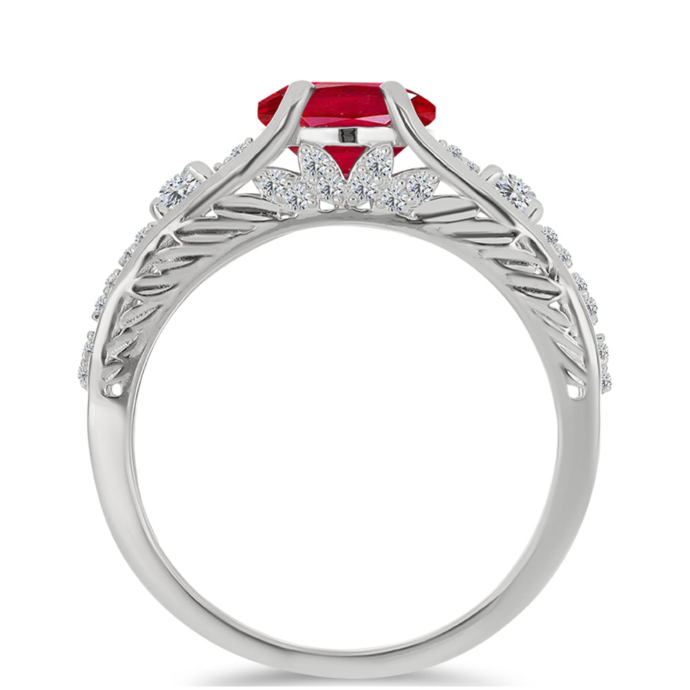 Anillo de Plata con Ágata Roja y Topacio Blanco