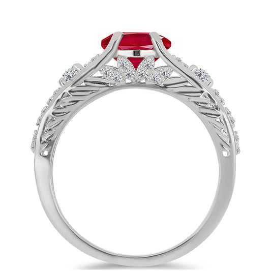 Anillo de Plata con Ágata Roja y Topacio Blanco