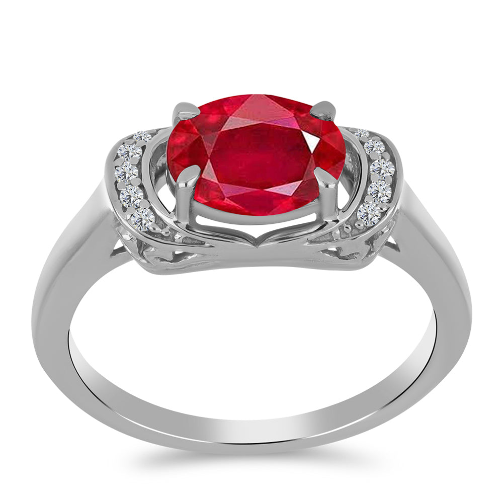 Anillo de Plata con Ágata Roja y Topacio Blanco