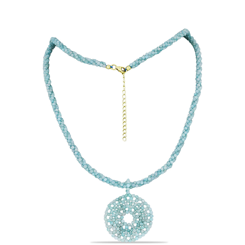 Collar de Plata Bañada en Oro con Amazonita 1 