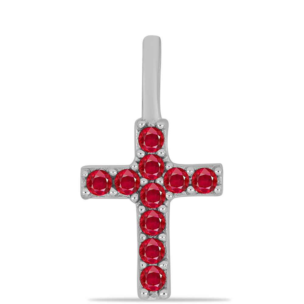 Cruz Colgante de Plata con Ágata Roja