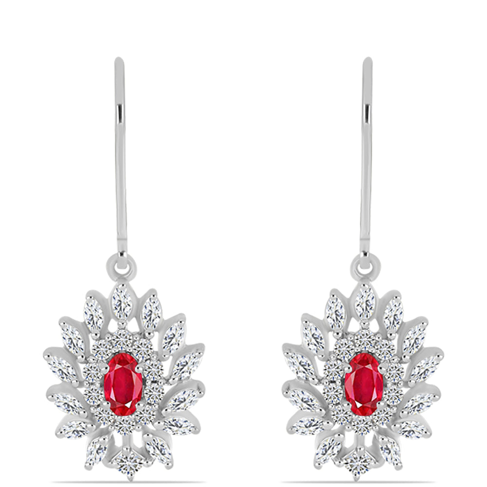 Pendientes de Plata con Ágata Roja y Topacio Blanco 1 