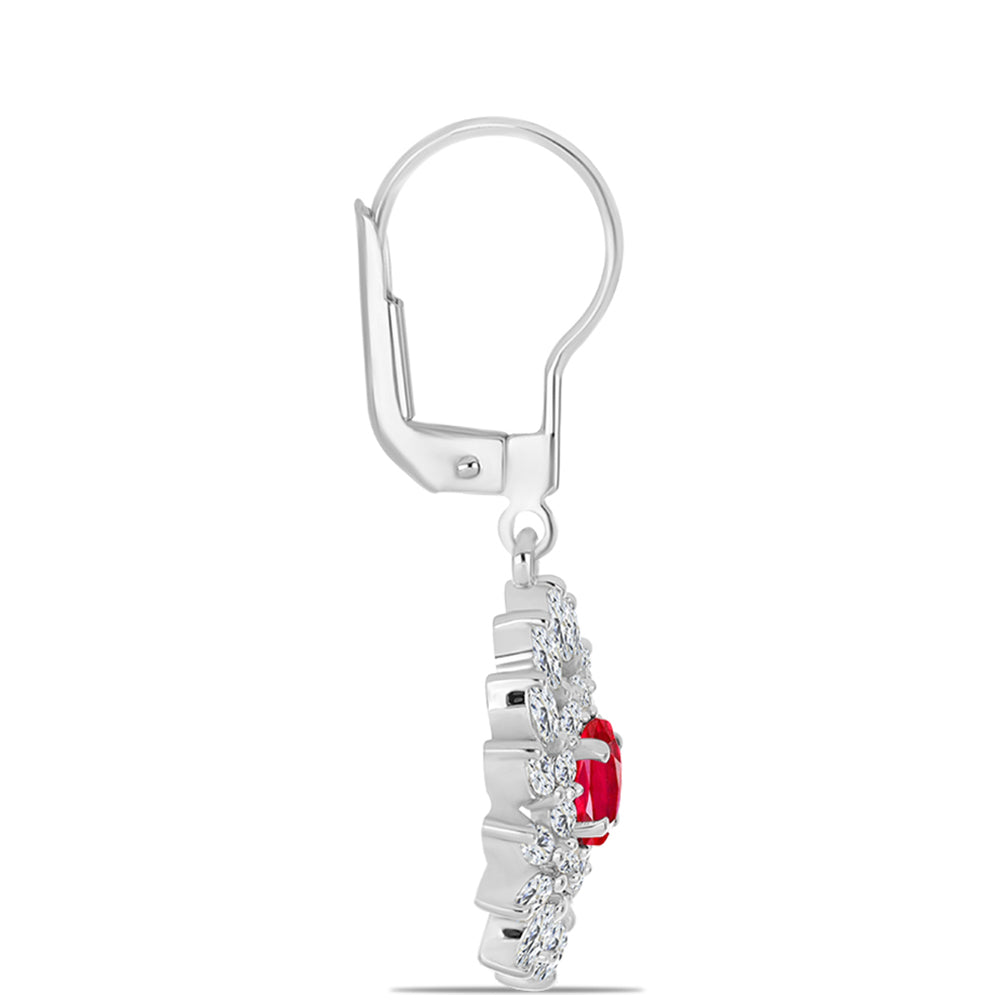 Pendientes de Plata con Ágata Roja y Topacio Blanco