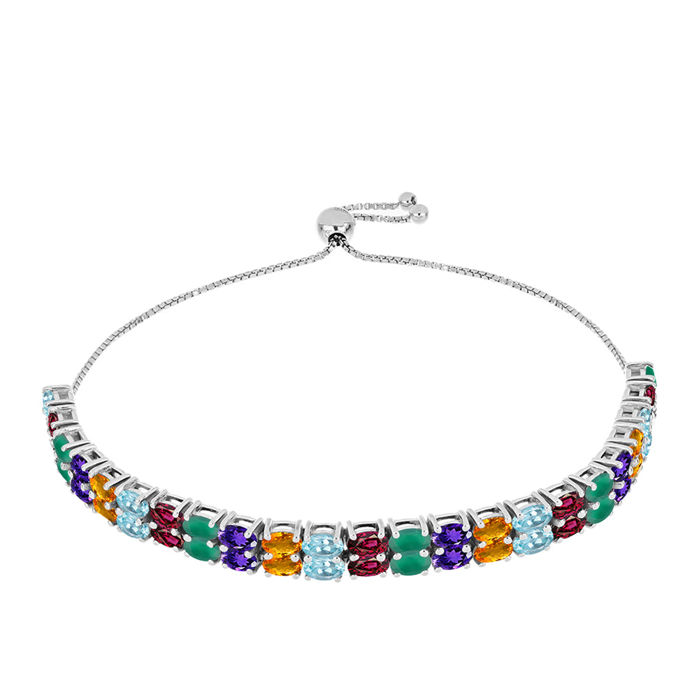 Pulsera de Plata con Amatista de Marruecos y Ágata Verde 1 