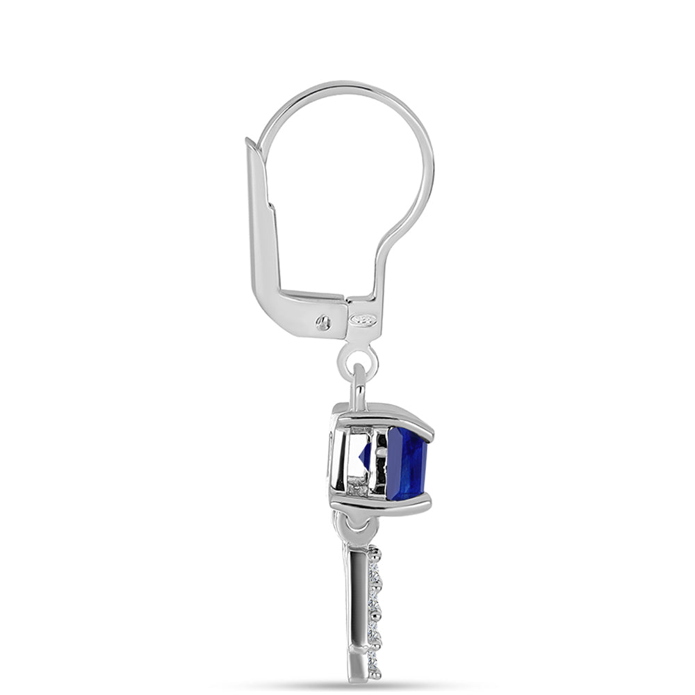 Pendientes de Plata con Zafiro Azul Australiano y Topacio Blanco