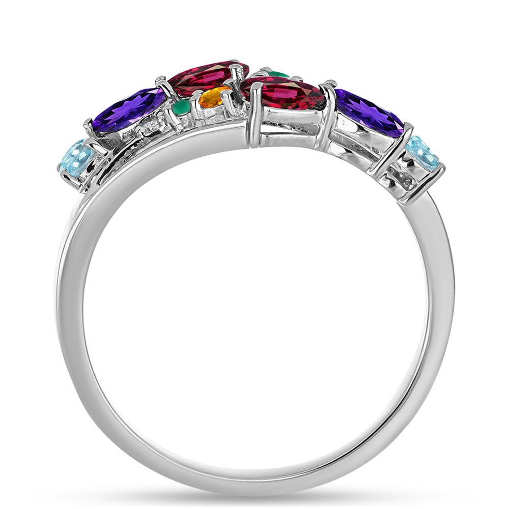 Anillo de Plata con Amatista de Marruecos y Ágata Verde