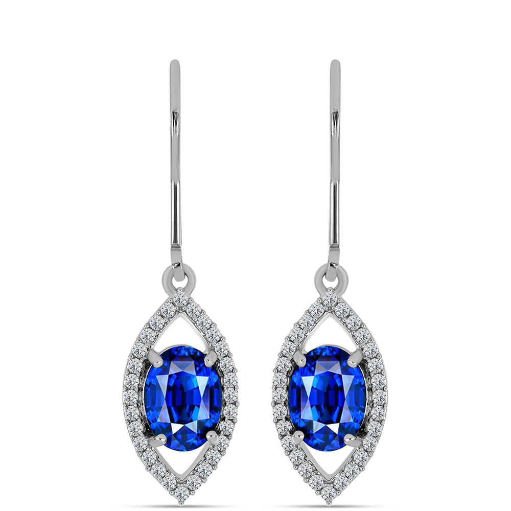 Pendientes de Plata con Zafiro Azul Australiano y Topacio Blanco 1 