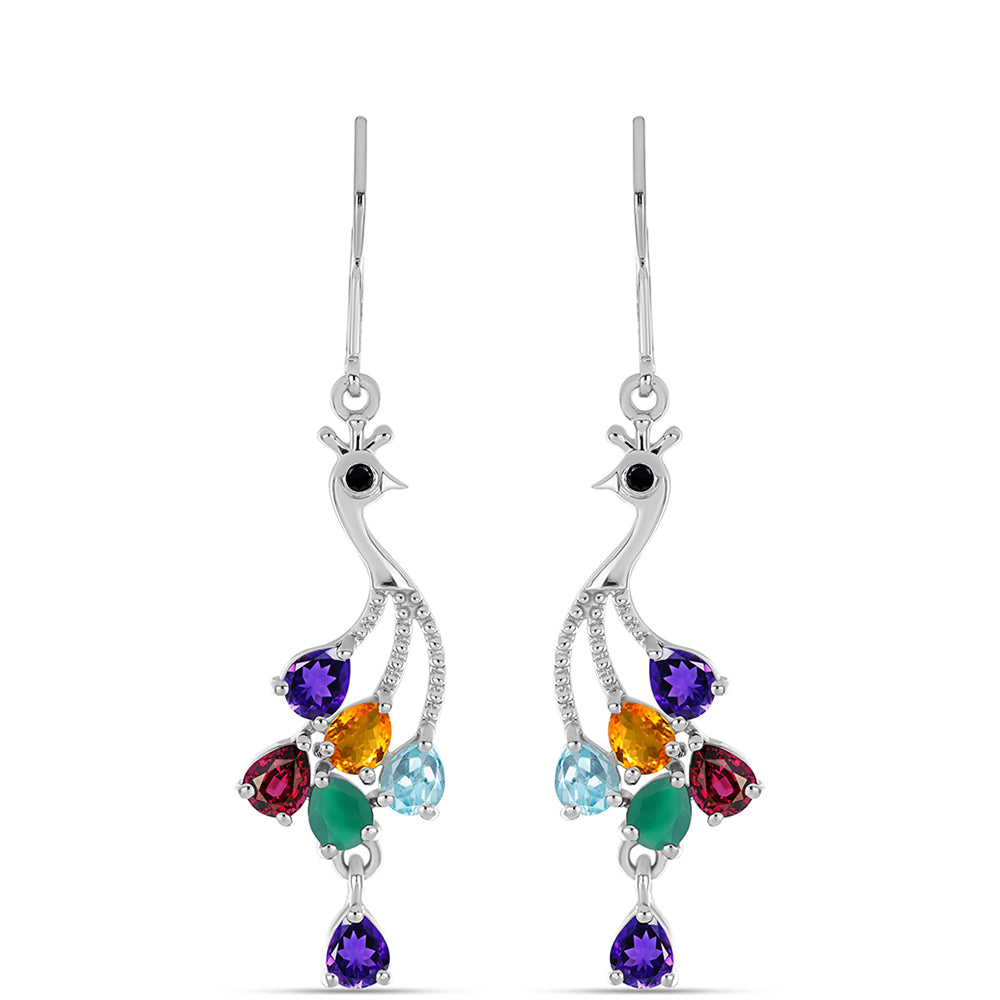 Pendientes de Plata con Amatista de Marruecos y Ágata Verde
