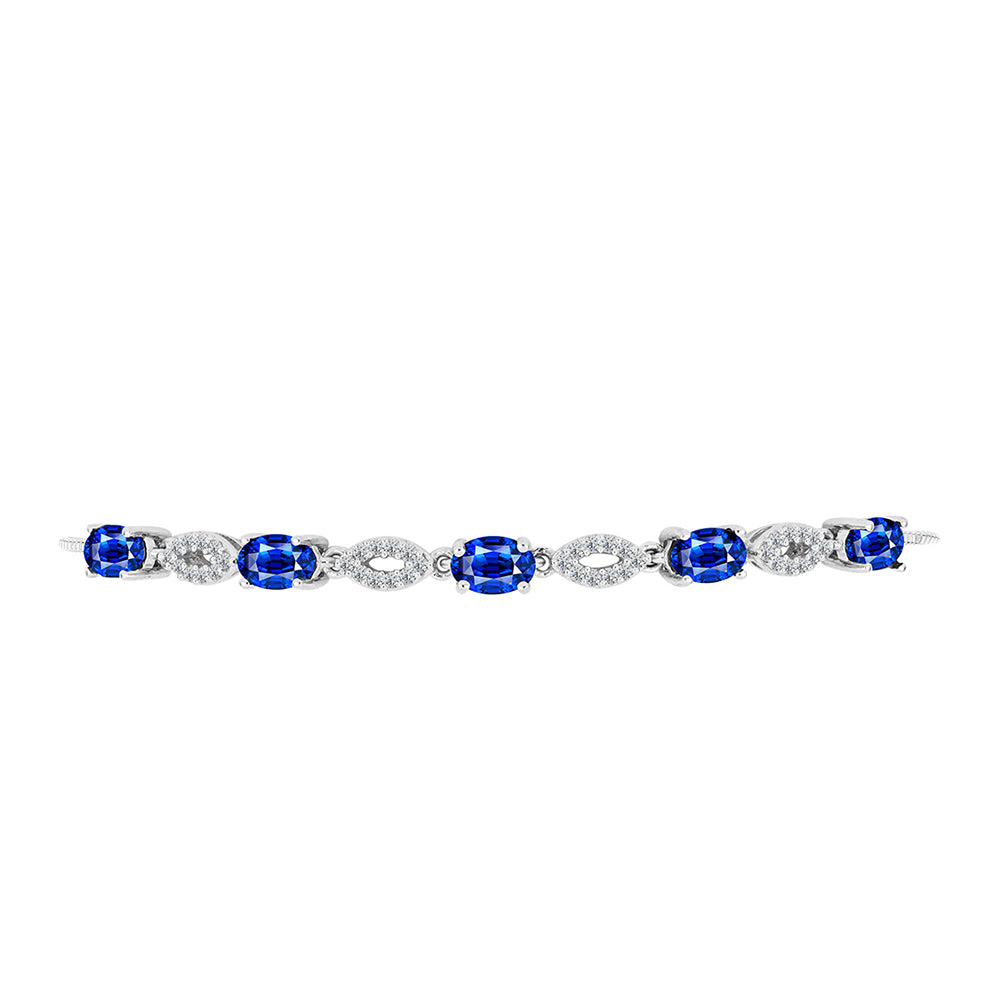 Pulsera de Plata con Zafiro Azul Australiano y Topacio Blanco