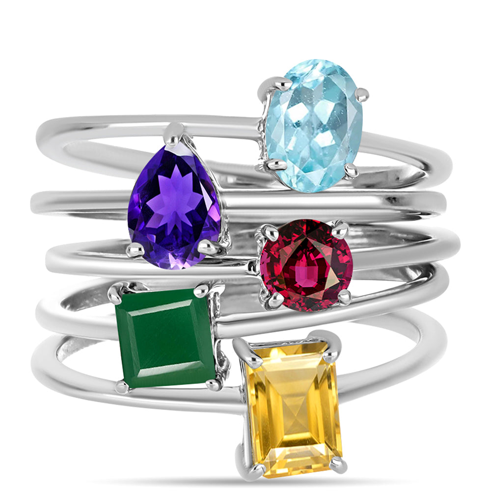 Conjunto de Plata con Amatista de Marruecos y Ágata Verde ( Anillo )