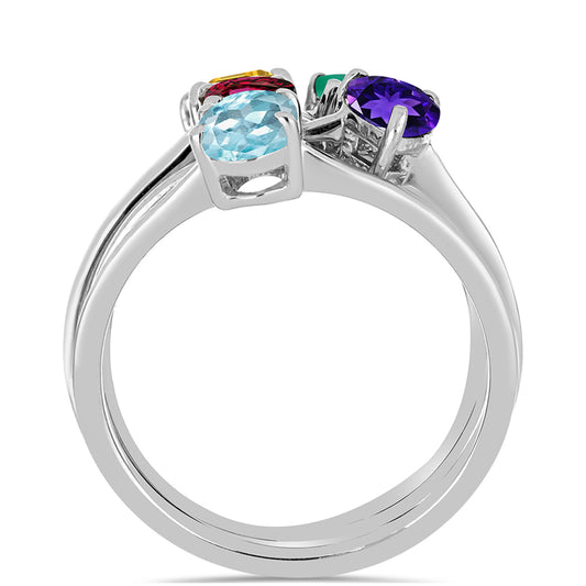 Conjunto de Plata con Amatista de Marruecos y Ágata Verde ( Anillo )