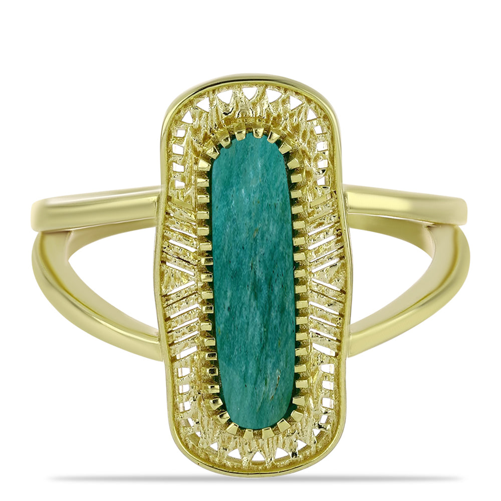 Anillo de Plata Bañada en Oro con Amazonita 1 