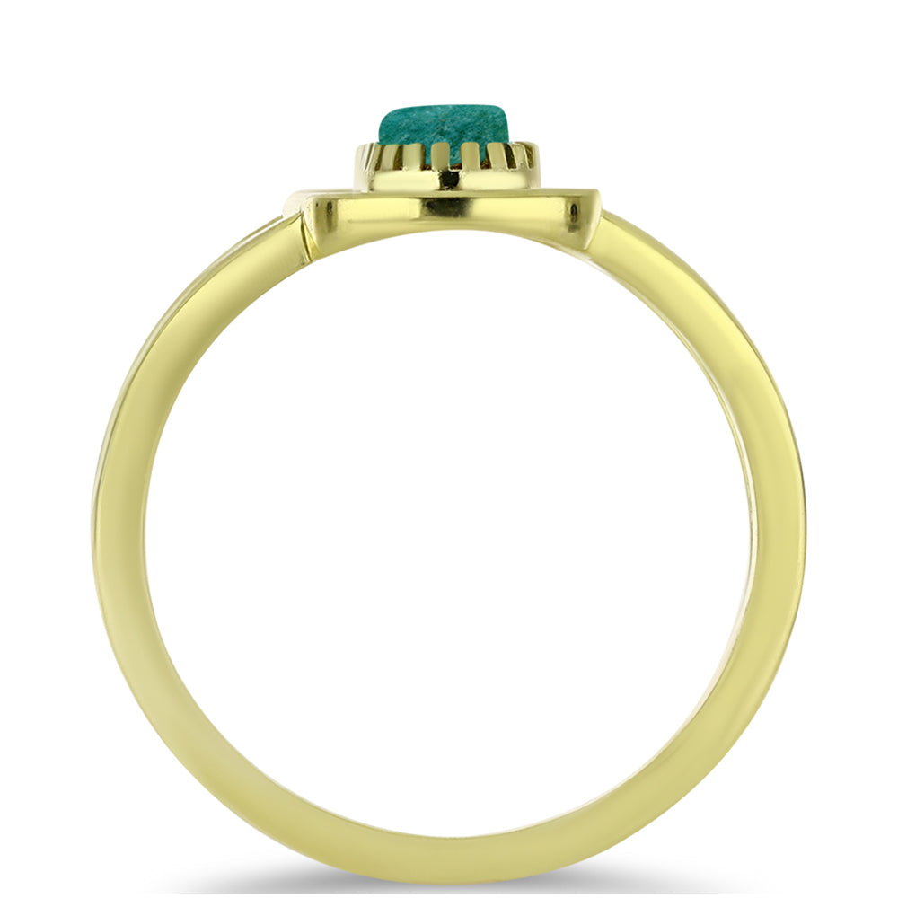 Anillo de Plata Bañada en Oro con Amazonita 2 