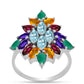 Anillo de Plata con Amatista de Marruecos y Ágata Verde