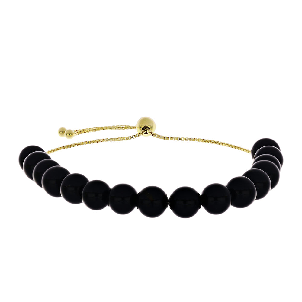 Pulsera de Plata Bañada en Oro con Espinela Negra
