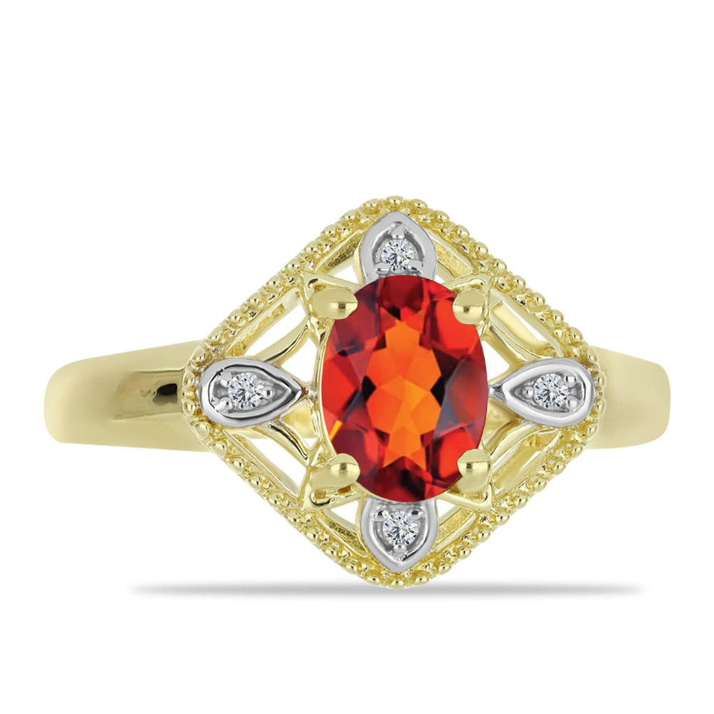 Anillo de Plata Bañada en Oro con Citrino de Madeira y Topacio Blanco 1 