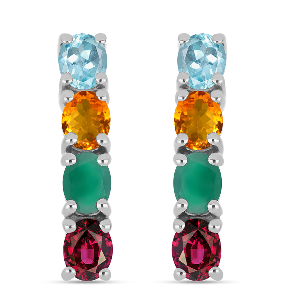 Pendientes de Plata con Ágata Verde y Citrino