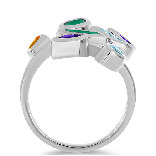 Anillo de Plata con Amatista de Marruecos y Ágata Verde