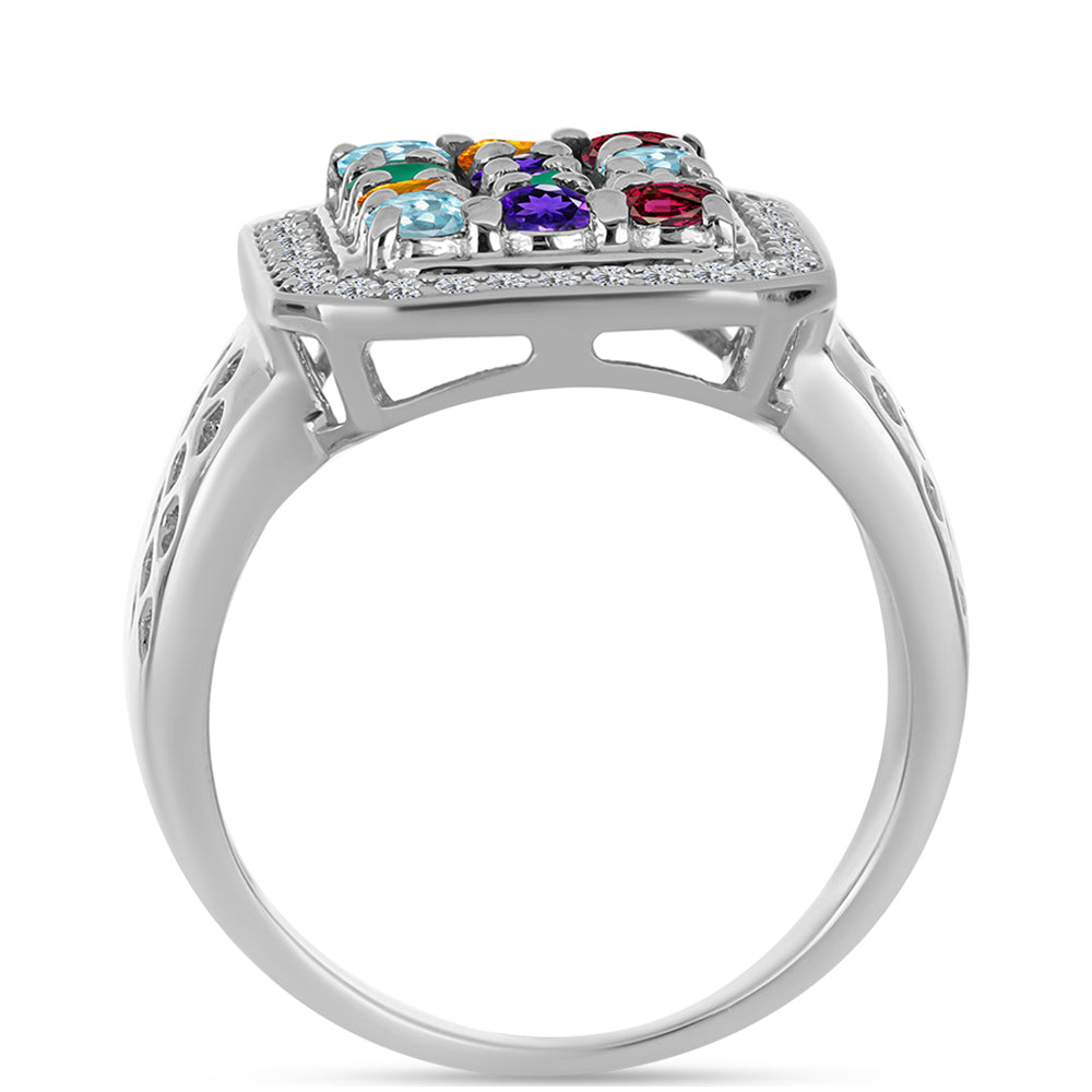 Anillo de Plata con Amatista de Marruecos y Ágata Verde 2 
