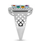 Anillo de Plata con Amatista de Marruecos y Ágata Verde